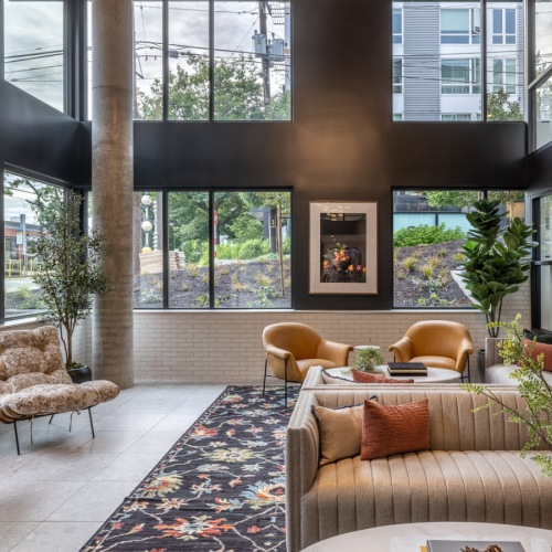 Old-World Charm Meets Modern Panache lobby with seating and high ceilings